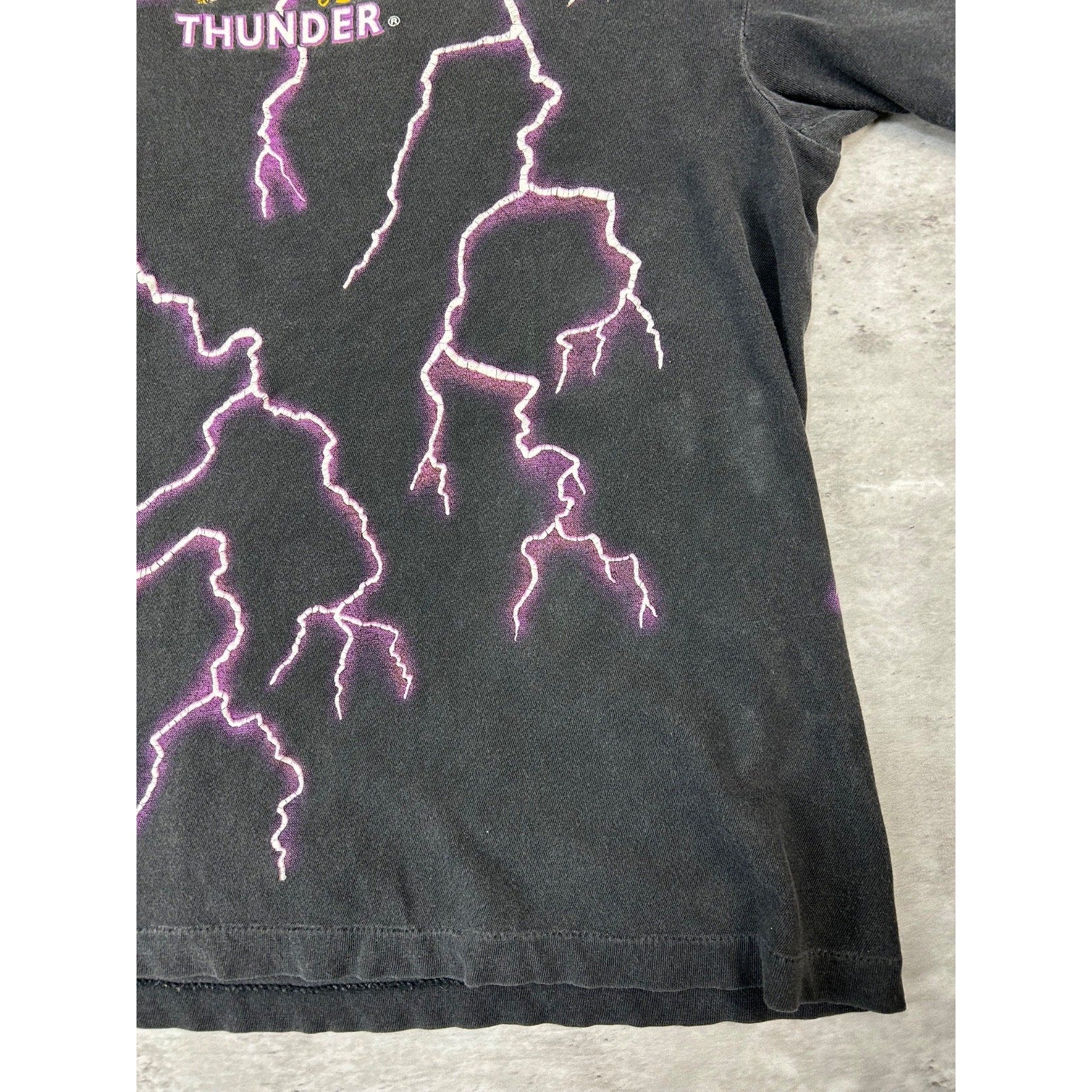 VTG 90s American Thunder The Legend Lives Bald Eagle Lightning T-Shirt Sz Large