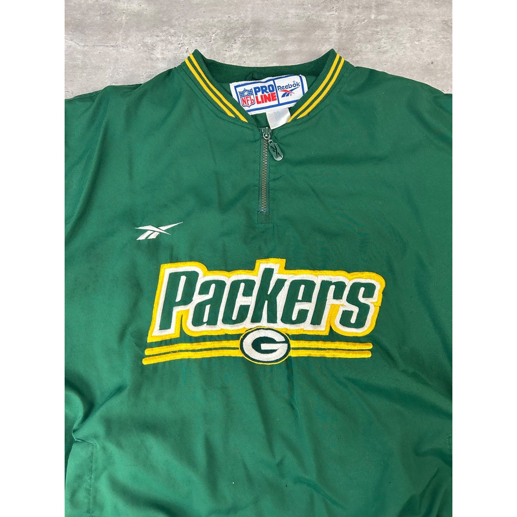Vintage Green Bay Packers NFL Reebok Pullover Windbreaker Jacket Size 2XL
