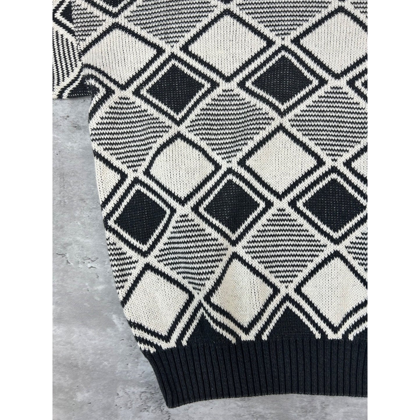 Vintage 90s Ron Chereskin Diamond Checkered Print Knit Sweater Size Large