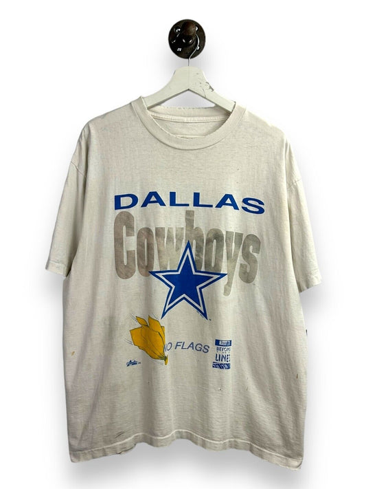 Vintage 90s Dallas Cowboys NFL No Flags Graphic Spellout T-Shirt Size XL