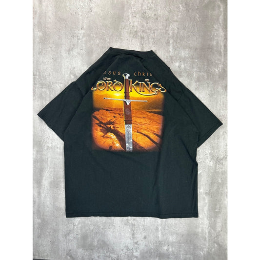 Vintage 90s The Lord Of Kings Jesus Parody Graphic T-Shirt Size XL Black