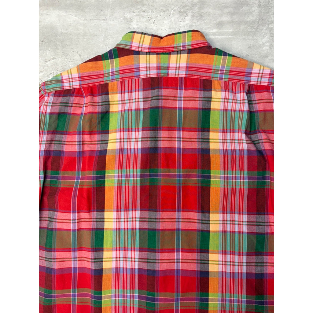 Vintage Polo Ralph Lauren Double Pocket Plaid Cropped Button Up Shirt Size XL
