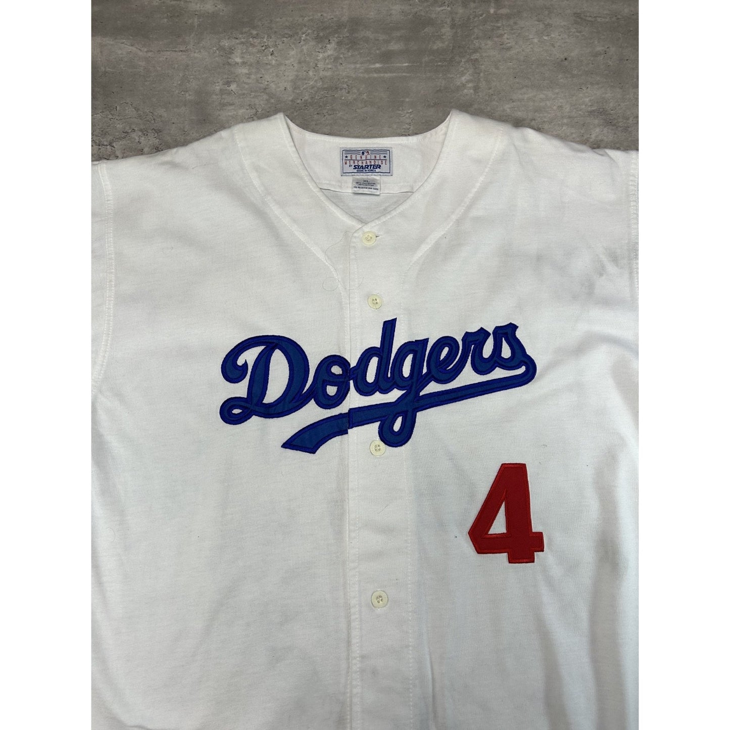 Vintage 90s Duke Snider #4 Los Angeles Dodgers MLB Stitched Starter Jersey Sz XL