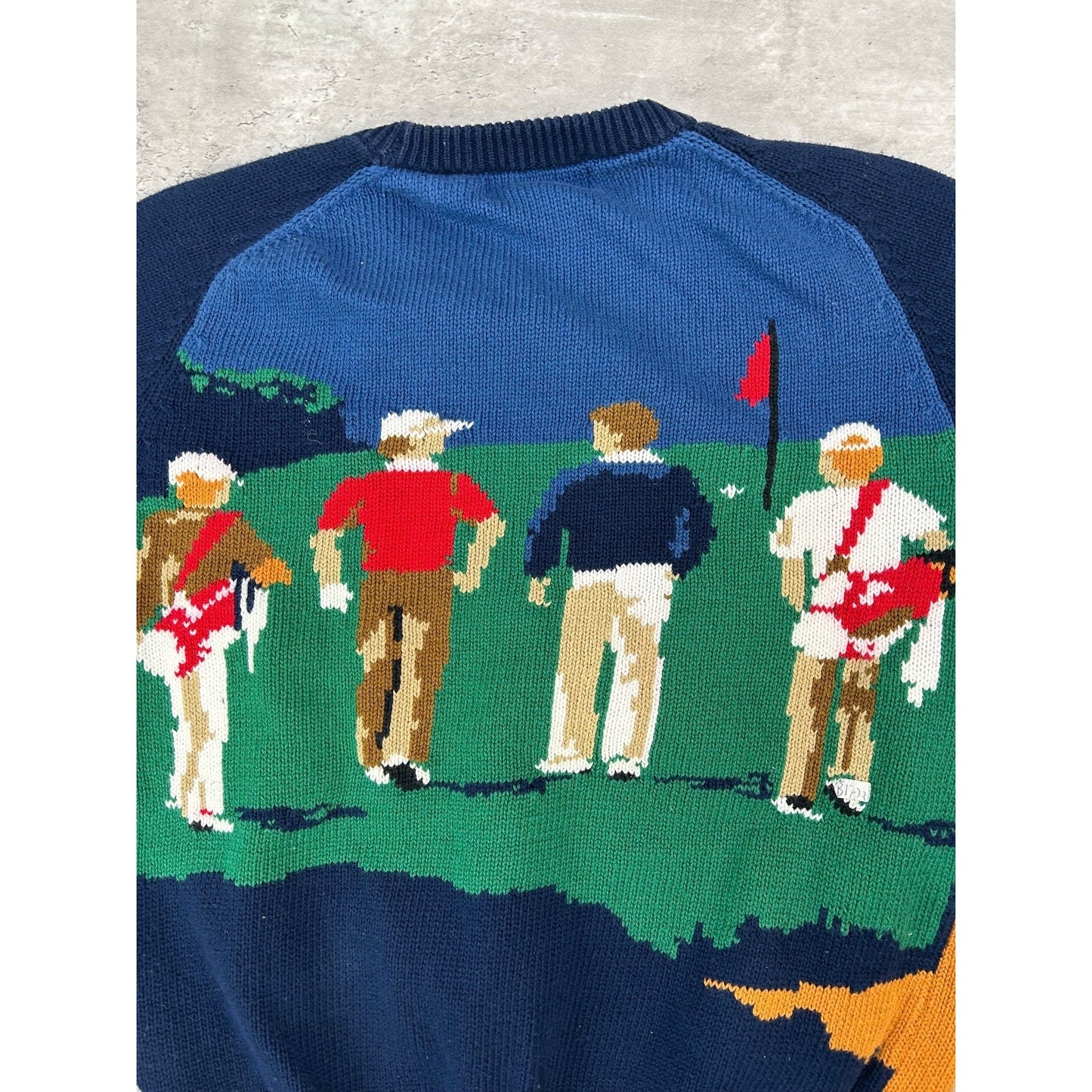 Vintage 90s Hathaway Golfers Graphic Print Pullover Knit Sweater Size Medium