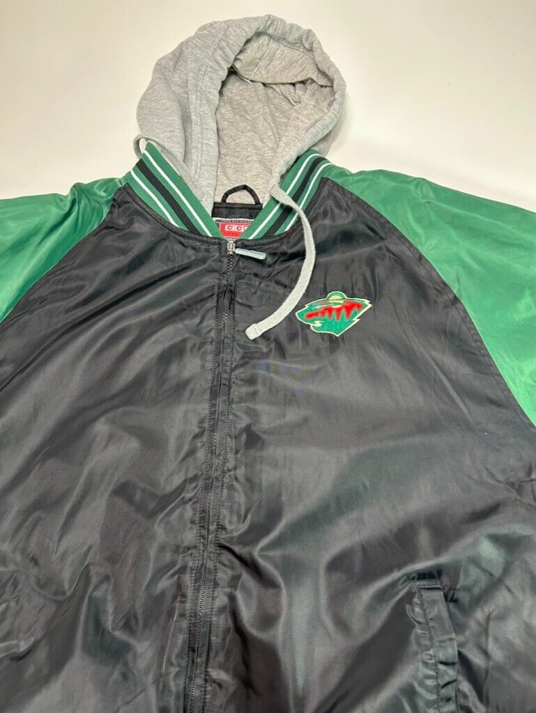 Minnesota Wild NHL Embroidered Full Zip Hooded Hockey Jacket Size 2XL