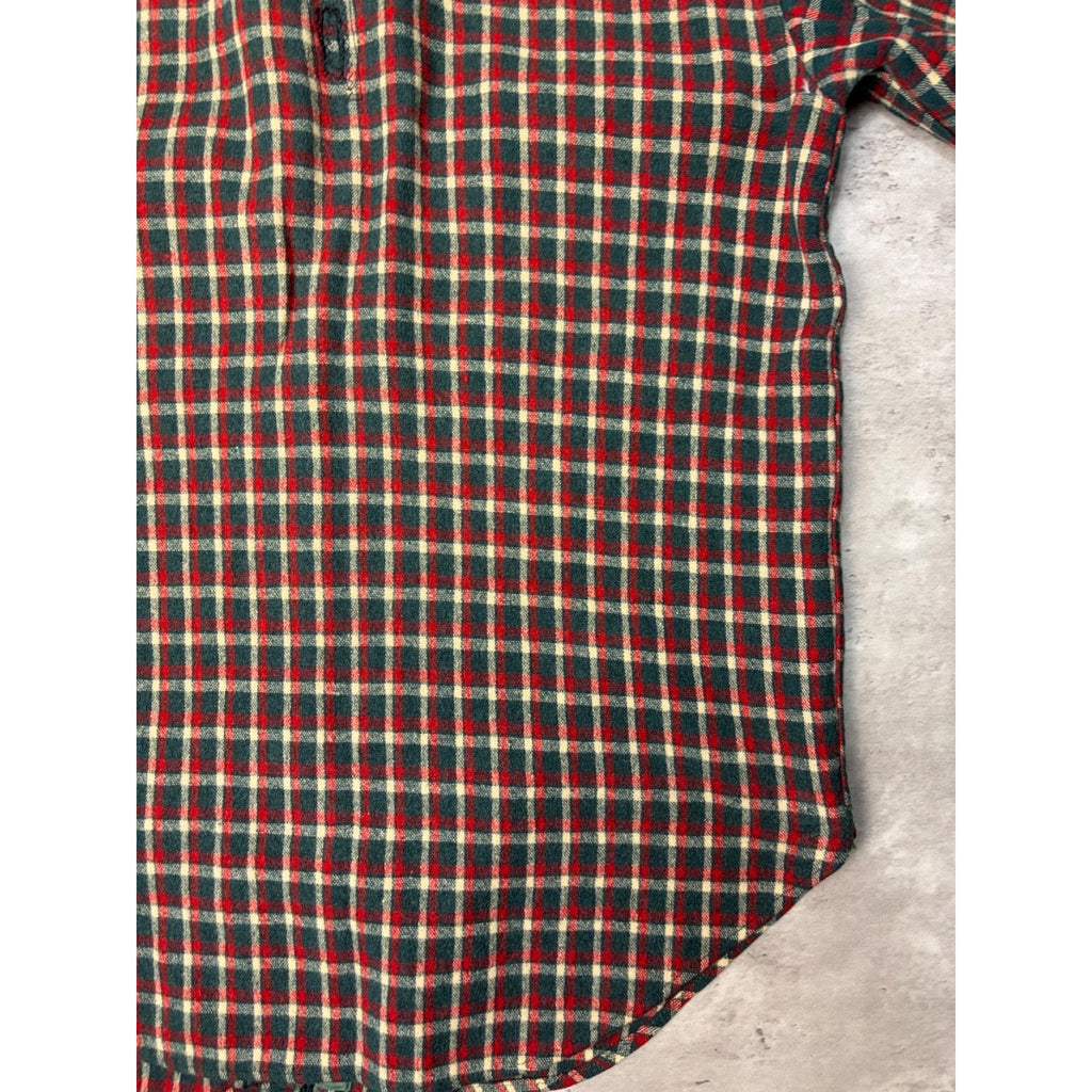 Vintage 1950s Buckskein 1005 Wool Plaid Print Full Zip Flannel Shirt Size Large