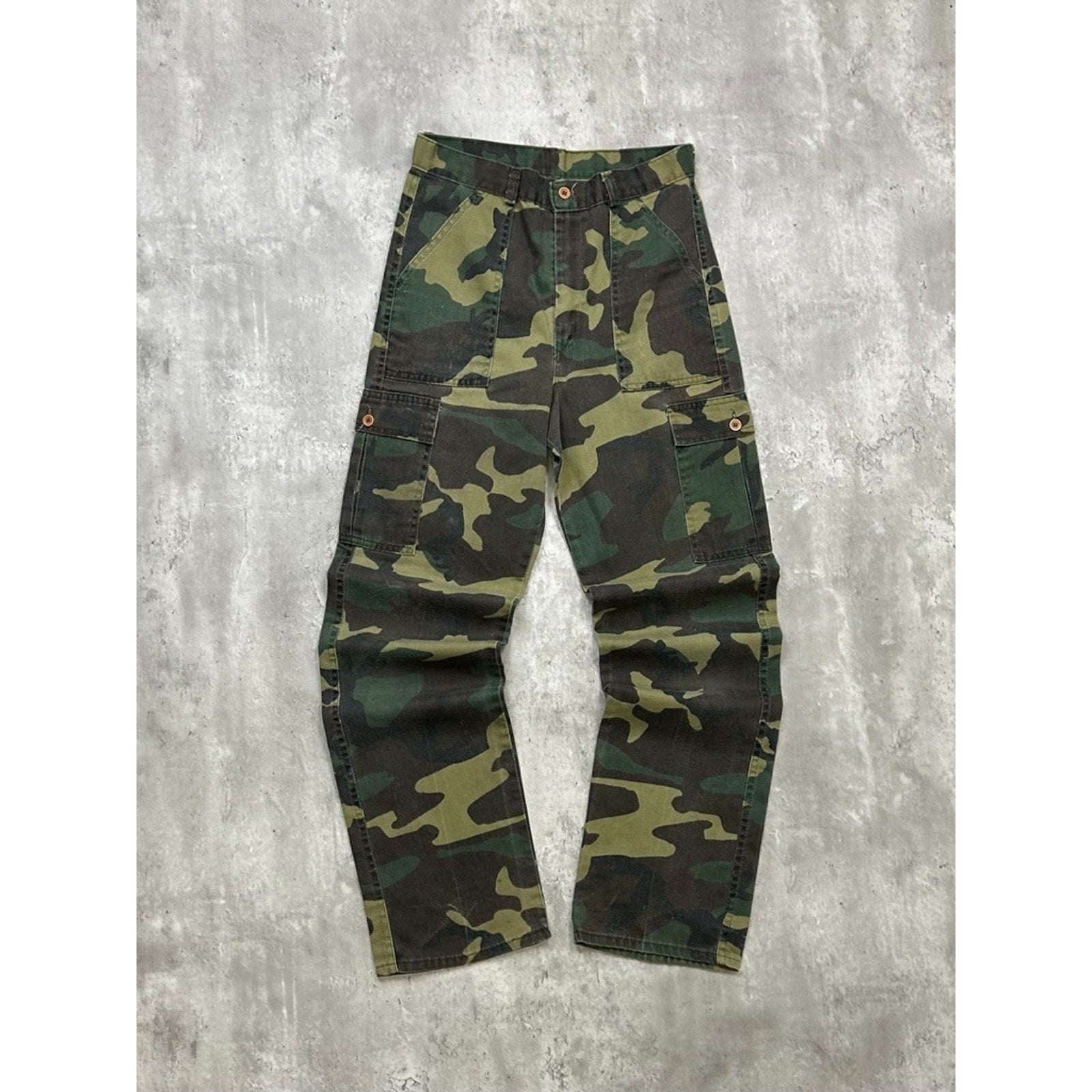 Vintage 1970s Steel Brand Woodland Camo Military Pants Size 27
