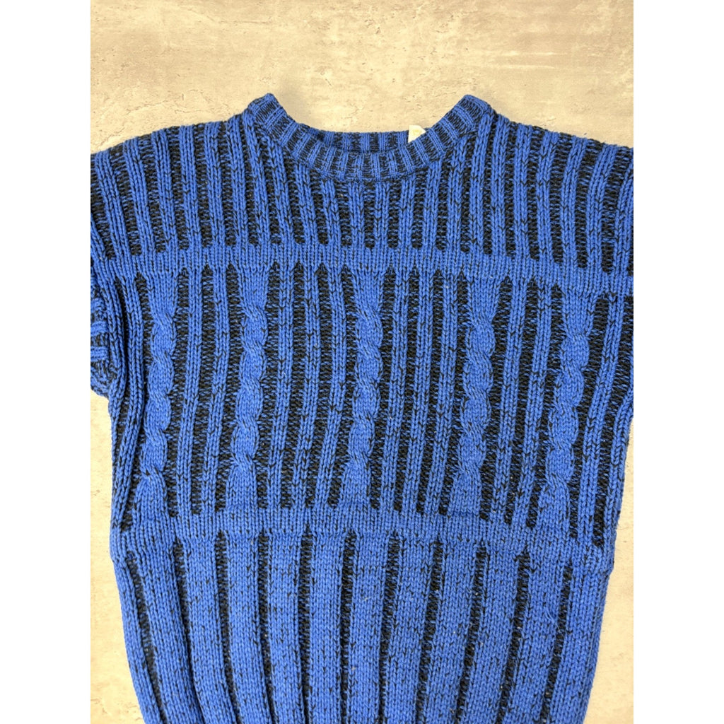 Vintage 90s Abstract Striped Pullover Ribbed Knit Sweater Size Small