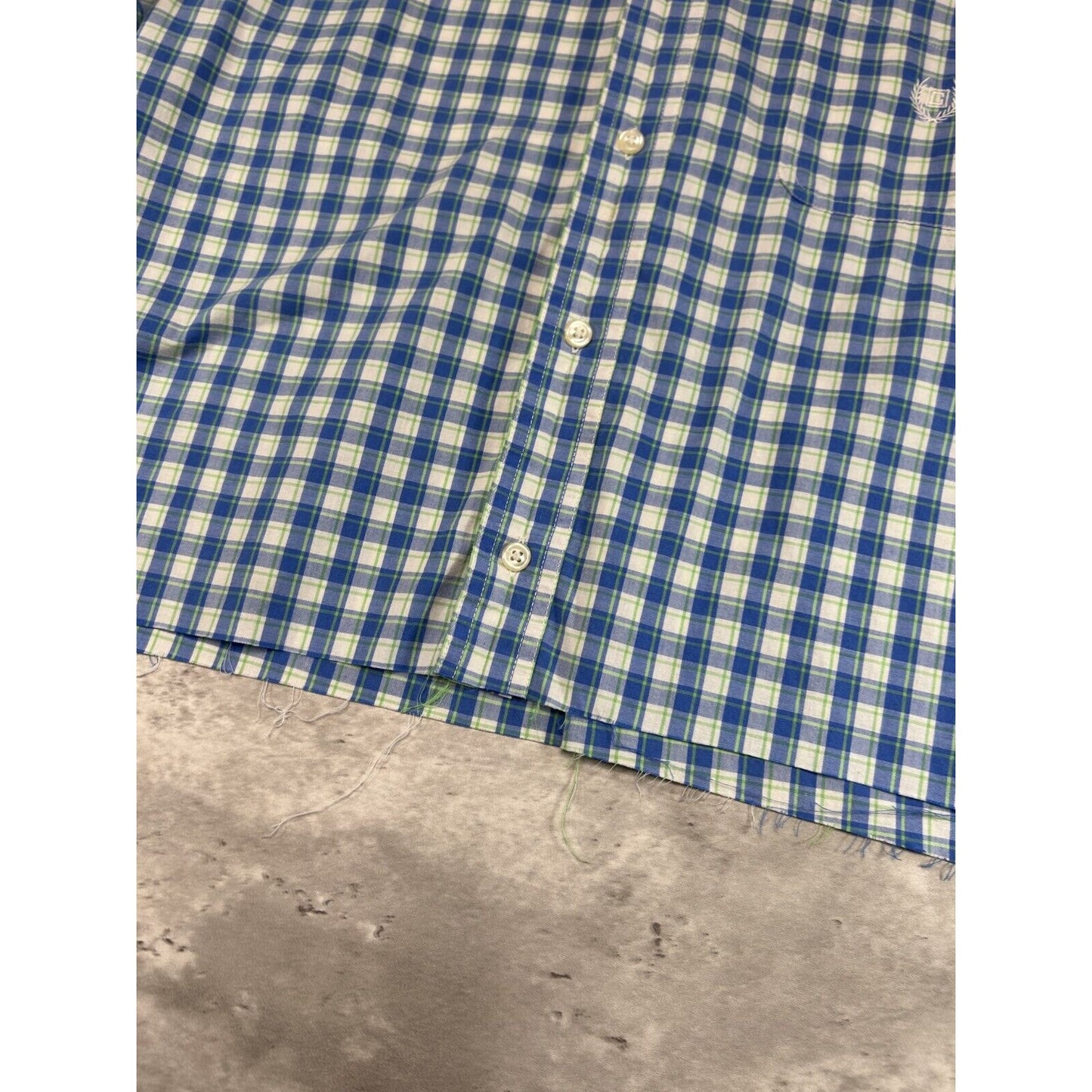 Vintage Chaps Plaid Short Sleeve Cropped Button Up Shirt Size XL