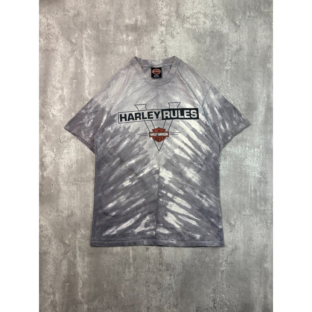 Vintage 1998 Harley Davidson Bald Eagle Graphic Tye Dye T-Shirt Size Large