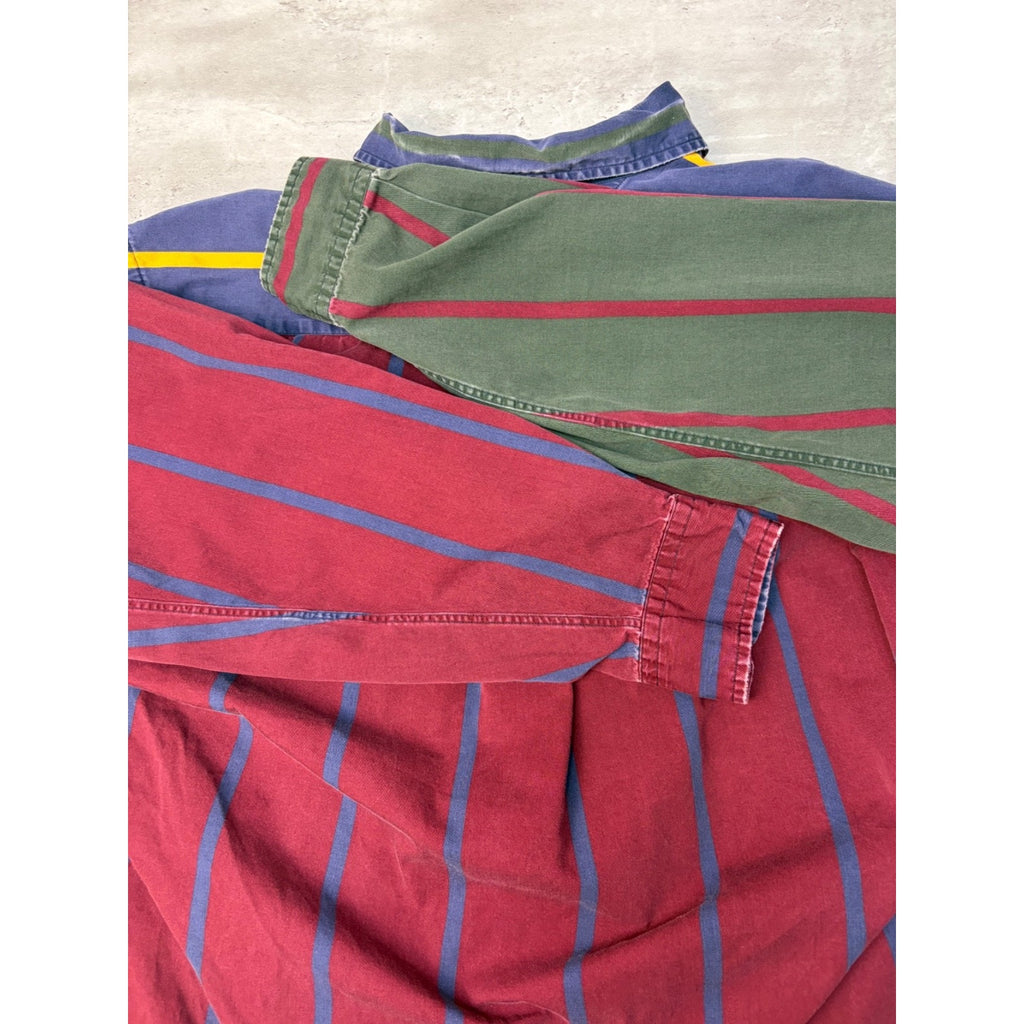 Vintage Tommy Hilfiger Embroidered Crest Striped Button Up Shirt Size Large