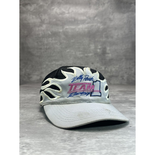 Vintage Billy Pauch Nascar Team 1 Racing Embroidered Flame Strapback Hat OSFA