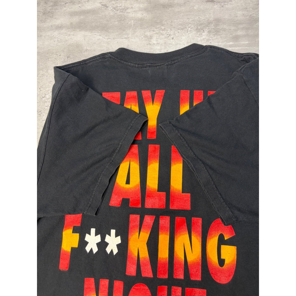 2000 Slaughter Stay Up All F**king Night Glam Metal Graphic T-Shirt Size XL