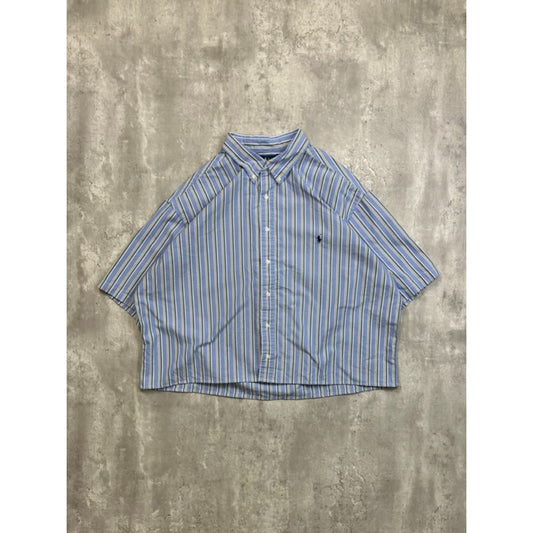 Vintage Polo Ralph Lauren Striped Reworked Cropped Button Up Shirt Size 3XL