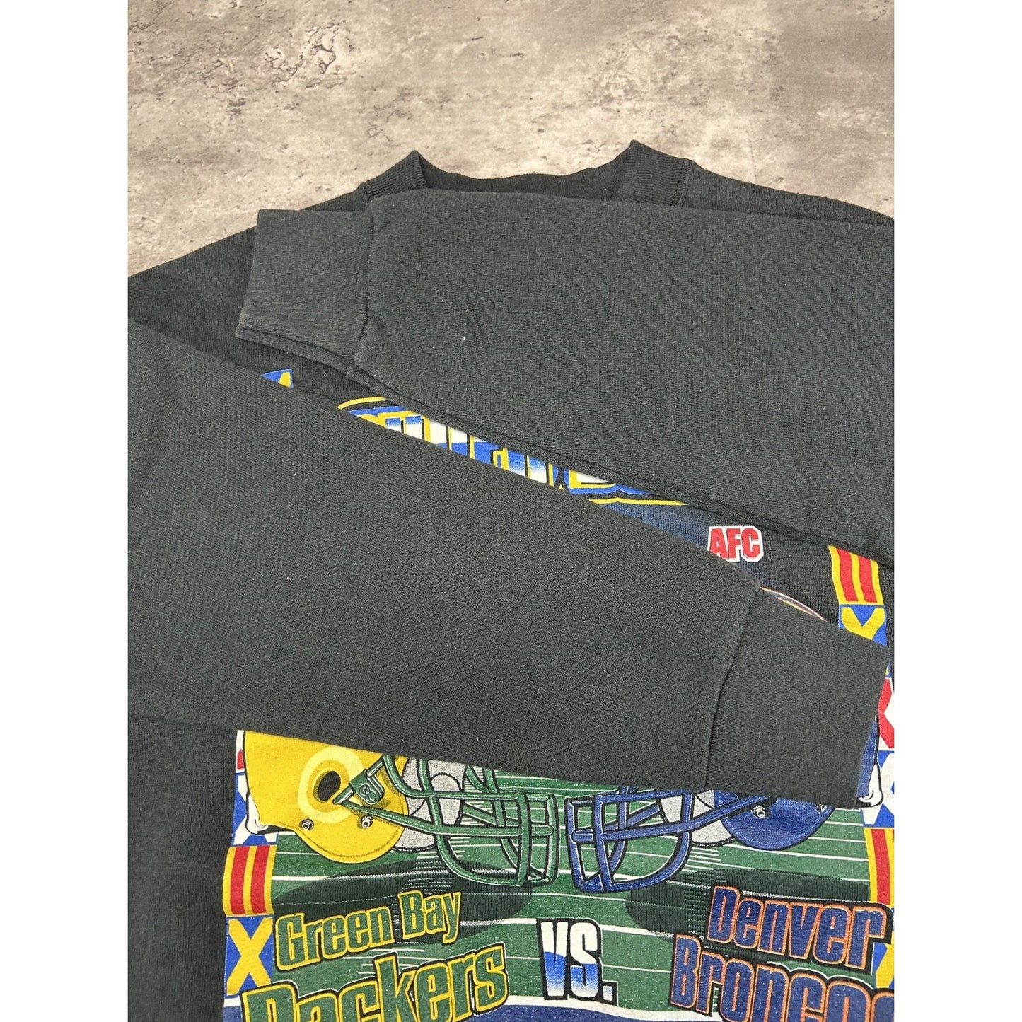 Vintage 1998 Denver Broncos Vs Green Bay Packers NFL Super Bowl Sweatshirt Med