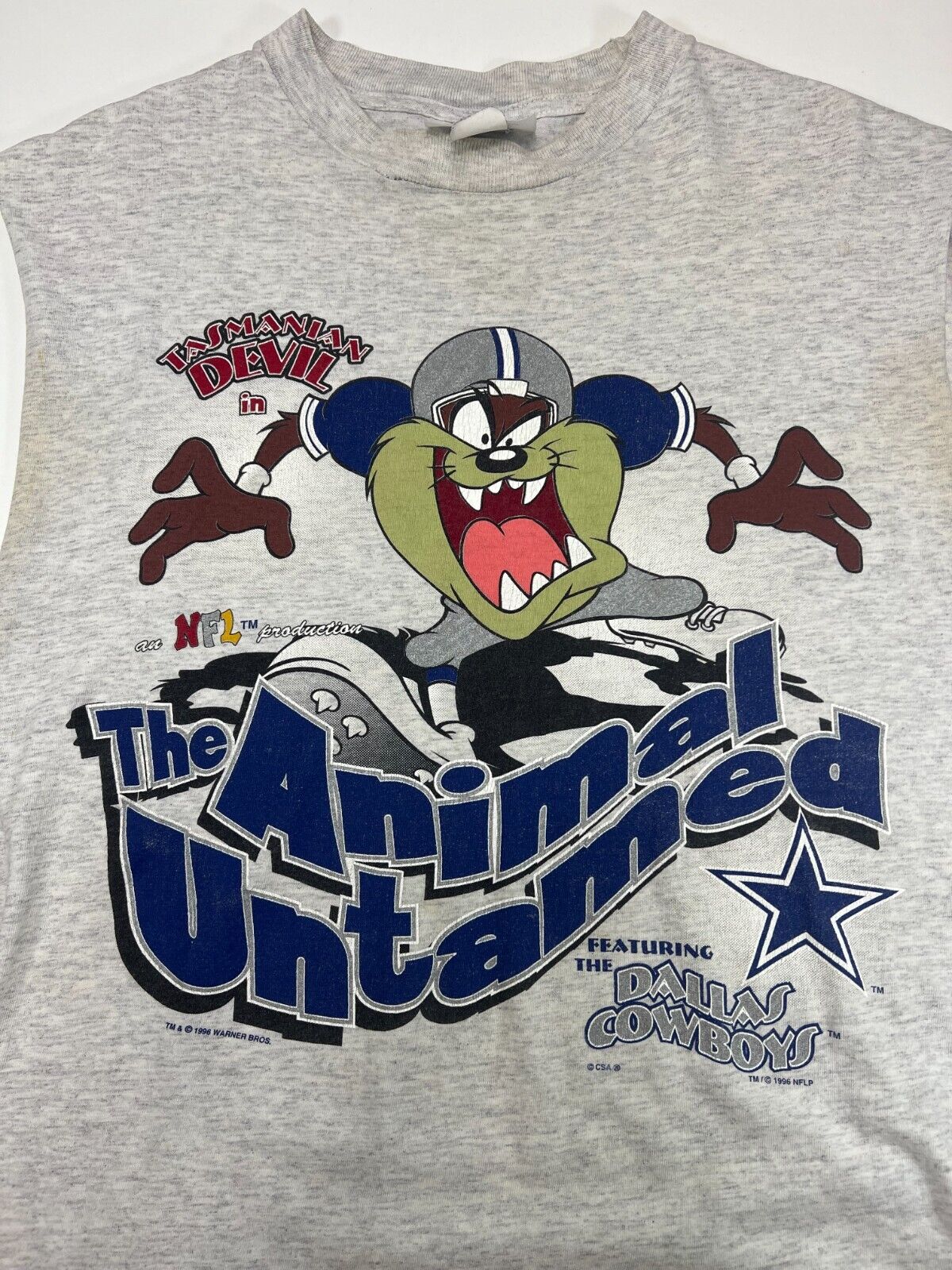 Vintage 1994 Looney Tunes Taz Dallas Cowboys NFL Sleeveless T-Shirt Size Large