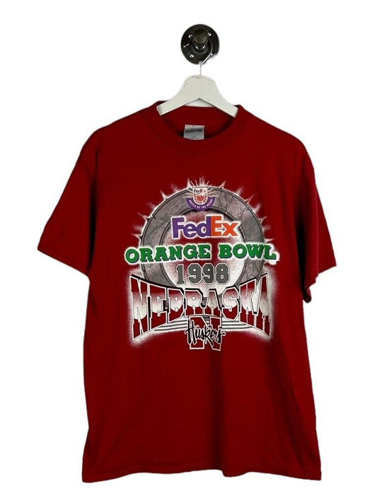 Vintage 1998 Nebraska Cornhuskers NCAA Orange Bowl Football T-Shirt Size Large