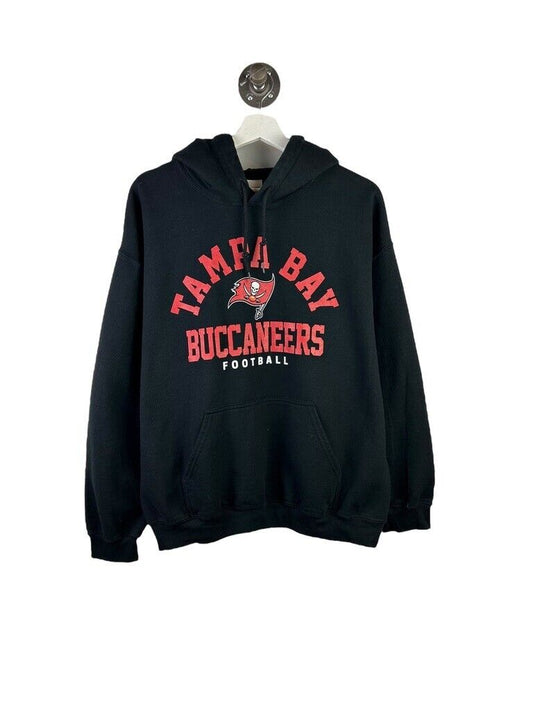 Vintage Tampa Bay Buccaneers NFL Graphic Spell Out Hooded Sweatshirt Size Large