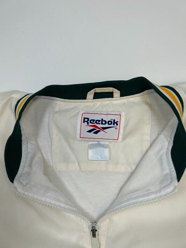 Vintage 90s Green Bay Packers Reebok Quarterzip Pullover Jacket Size XL White