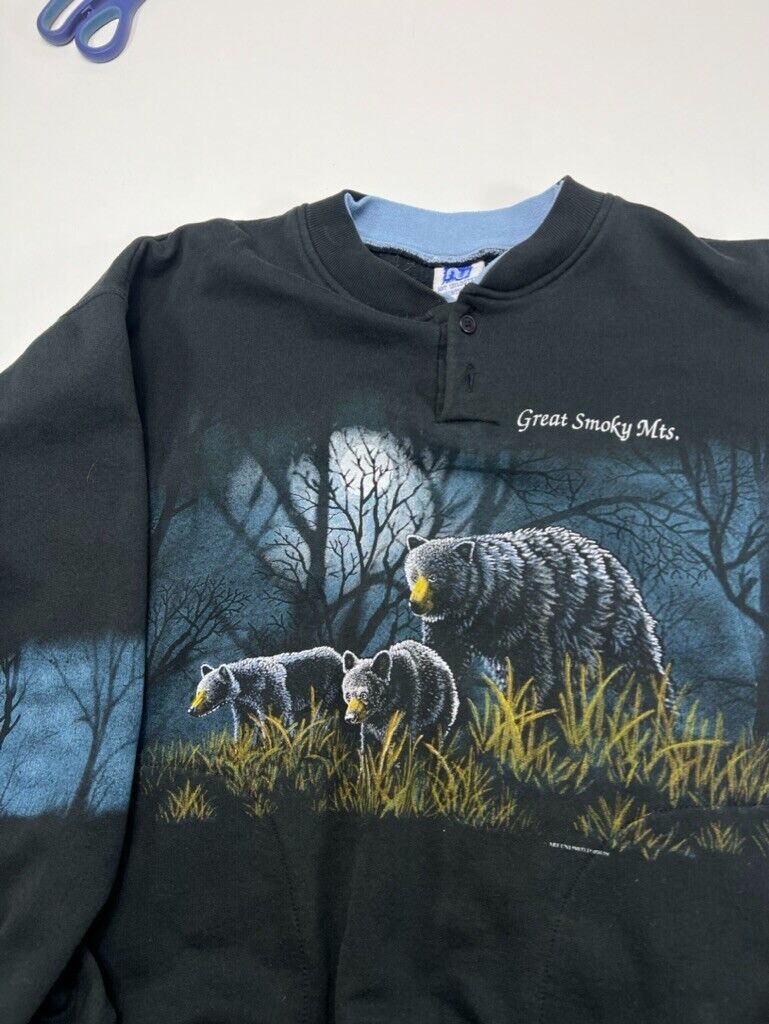 Vintage 90s Art Unlimited Great Smoky mts Bear Nature Sweatshirt Sz Medium