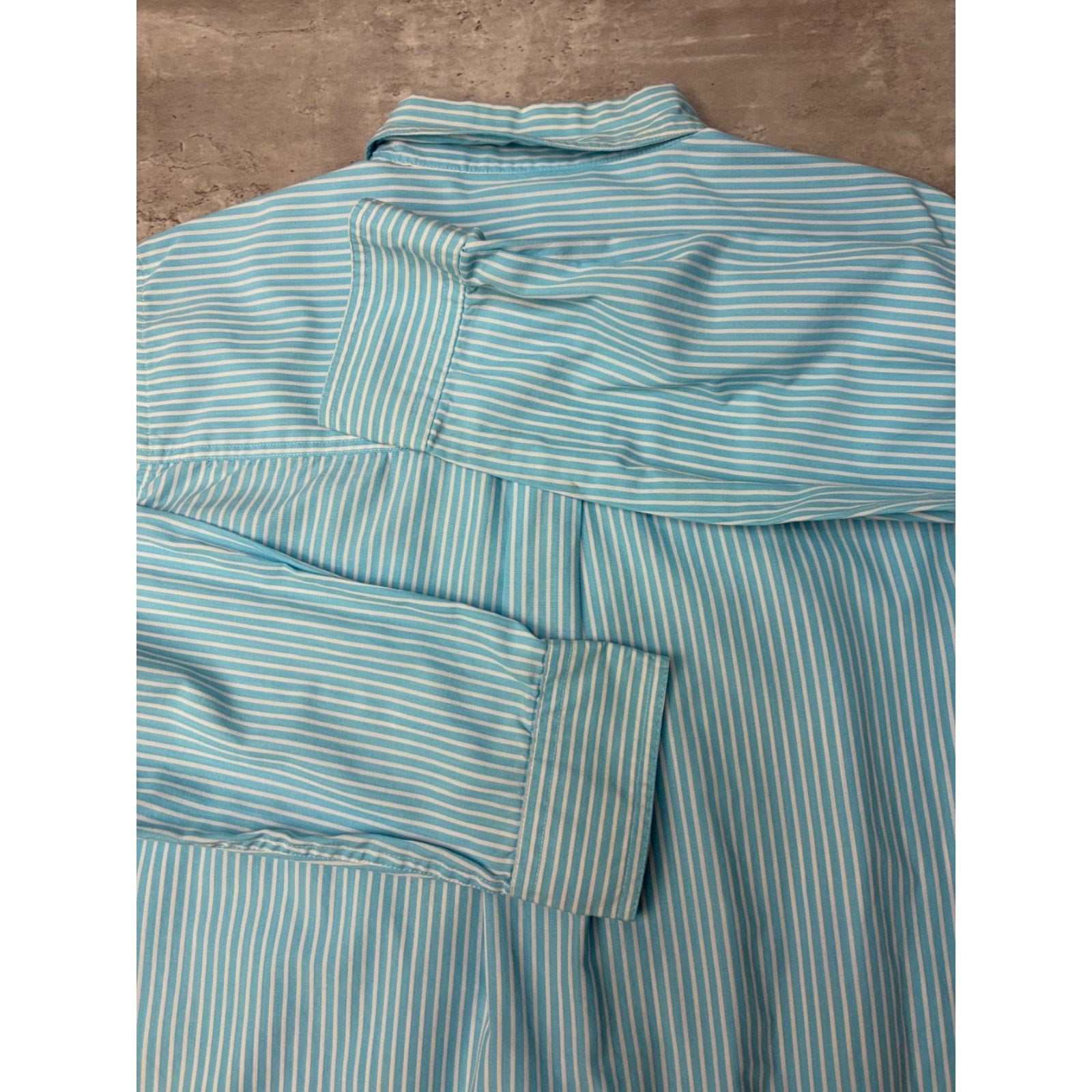 Vintage Chaps Striped Long Sleeve Cropped Button Up Shirt Size Large