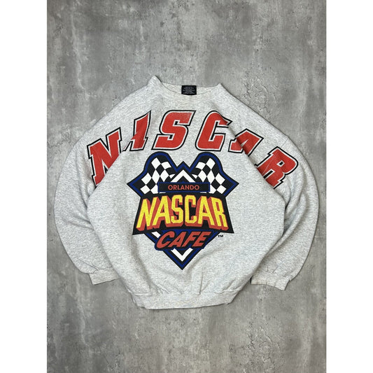 Vintage NASCAR Cafe Big Spell Out Destination Sweatshirt Size 2XL Gray