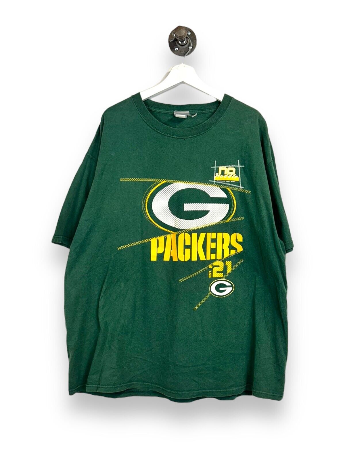 Vintage Green Bay Packers NFL Graphic Spell Out Logo Football T-Shirt Size 2XL