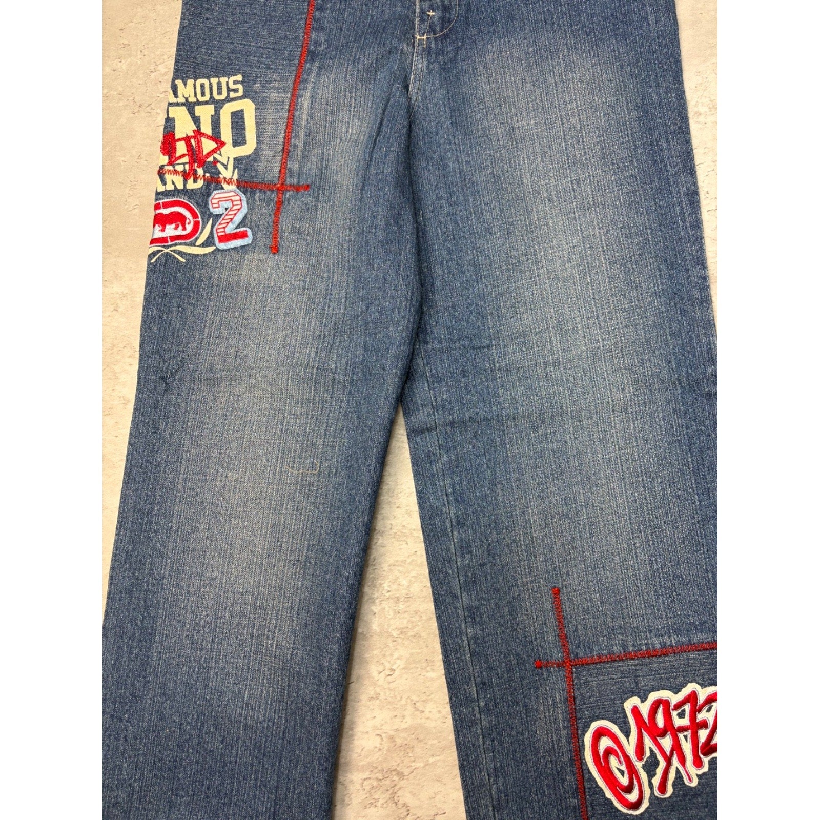 Vintage Y2K Womens Ecko Unilmited Embroidered Logo Medium Wash Denim Pants
