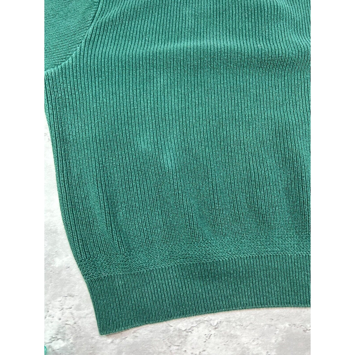 Vintage 90s L.L. Bean 1/4 Button Ribbed Pull Over Knit Sweater Size Large Green