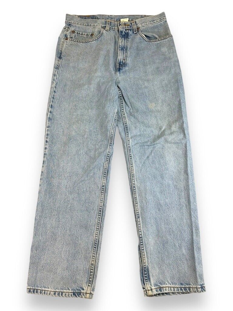 Vintage 90s Levis 550 Relaxed Fit Red Tab Light Wash Denim Pants Size 32W Blue