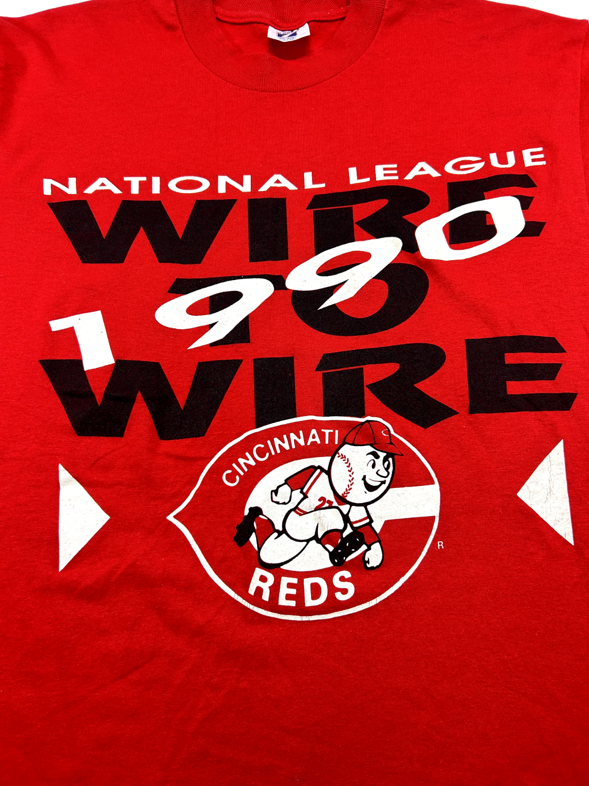 Vintage 1990 Cincinnati Reds MLB Wire To Wire Graphic T-Shirt Size Large 90s