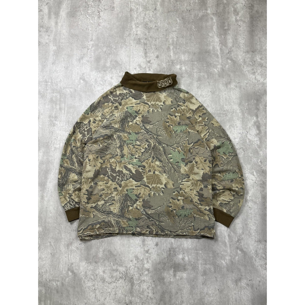 Vintage 90s Kessler Advantage Tree Camo Turtle Neck Long Sleeve T-Shirt Size 2XL