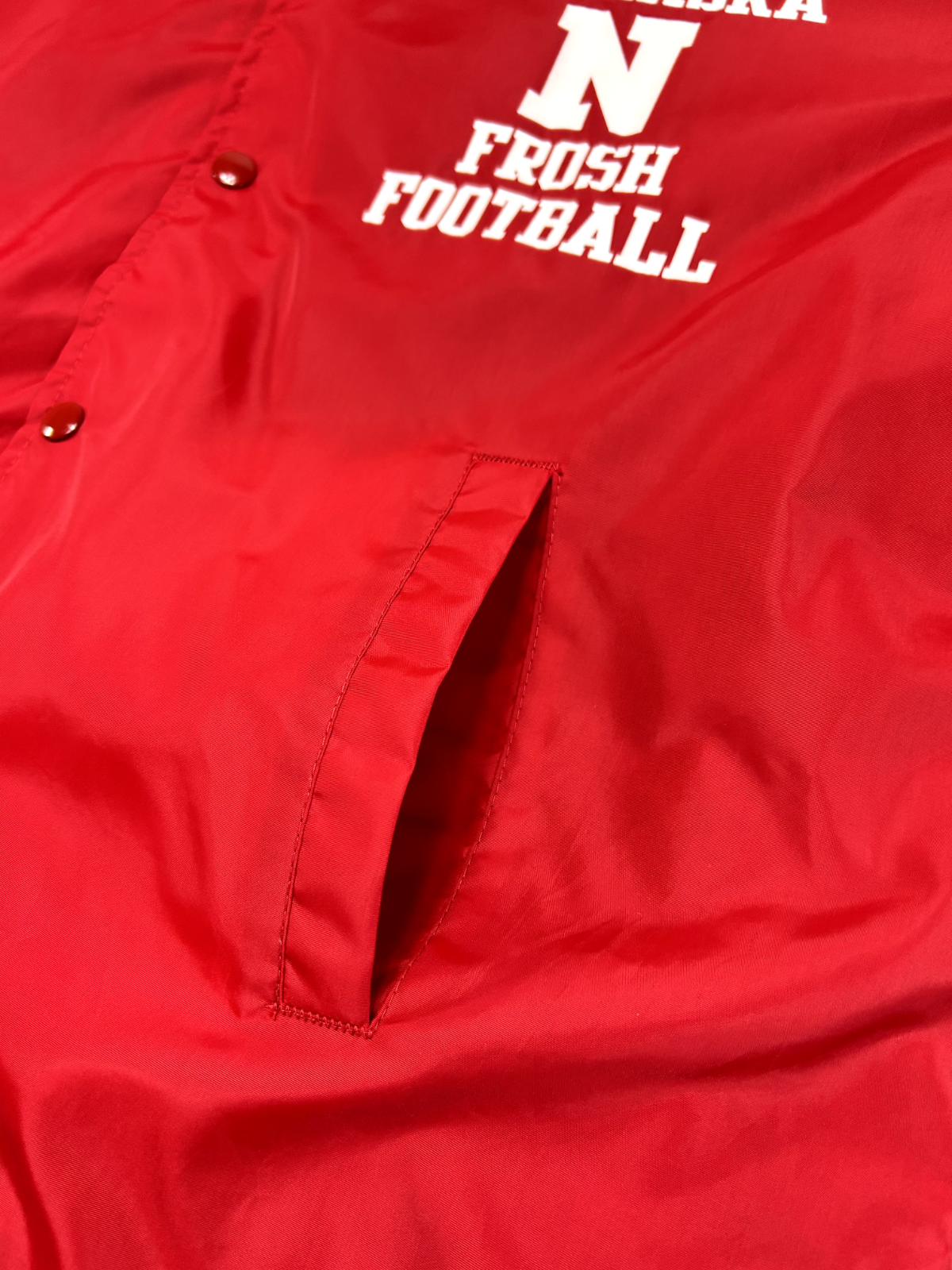 Vintage 90s Nebraska Football NCAA Nylon Fleece Lined Coaches Jacket Size Large