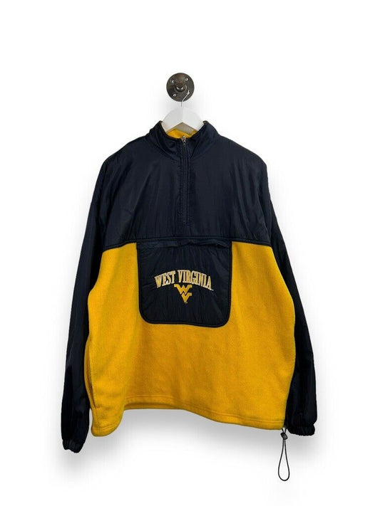 Vtg 90s West Virginia Mountaineers NCAA Champion 1/4 Zip Fleece Jacket Sz 2XL