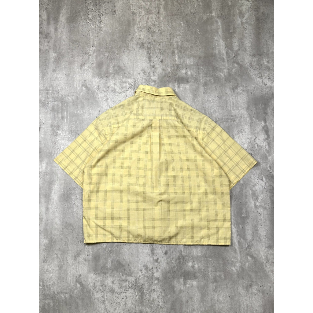 Vintage Van Heusen Plaid Single Pocket Cropped Button Up Shirt Size Large