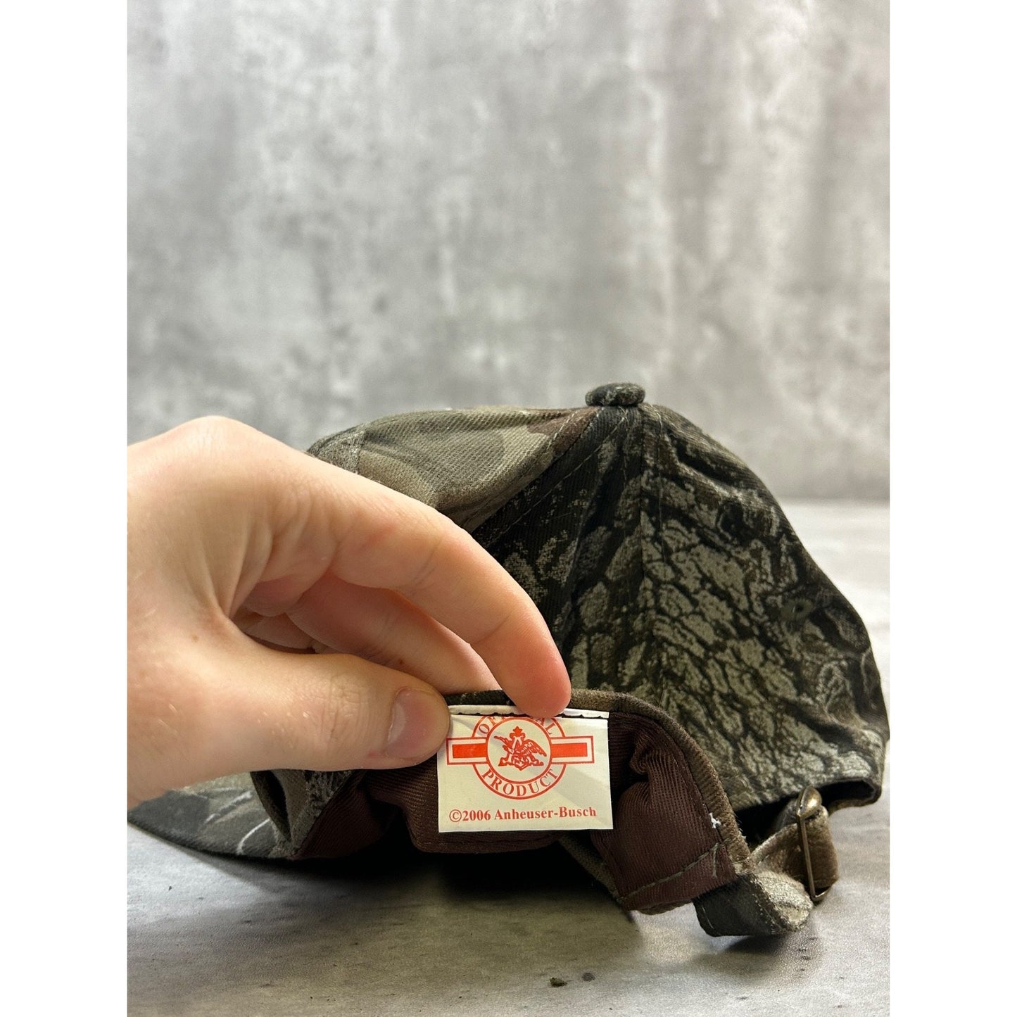 Vintage Budweiser Outdoors Embroidered Tree Camo Hunting Snapback Hat OSFA