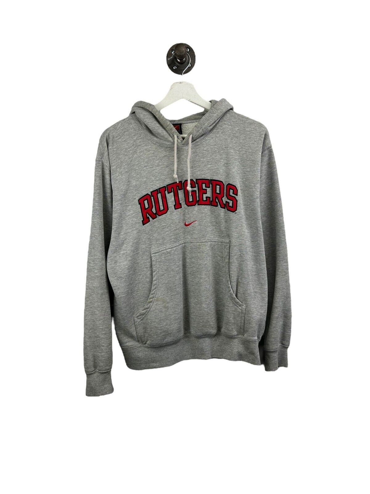 Vintage Rutgers NCAA Nike Middle Swoosh Hooded Sweatshirt Size Small Gray