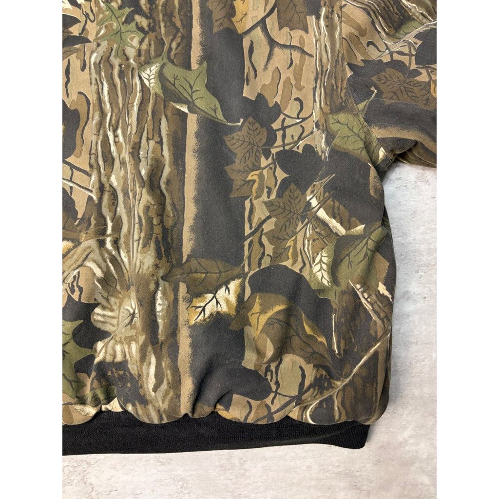 Vintage Insulated Tree Camo Hunting Hooded Bomber Jacket Size XL