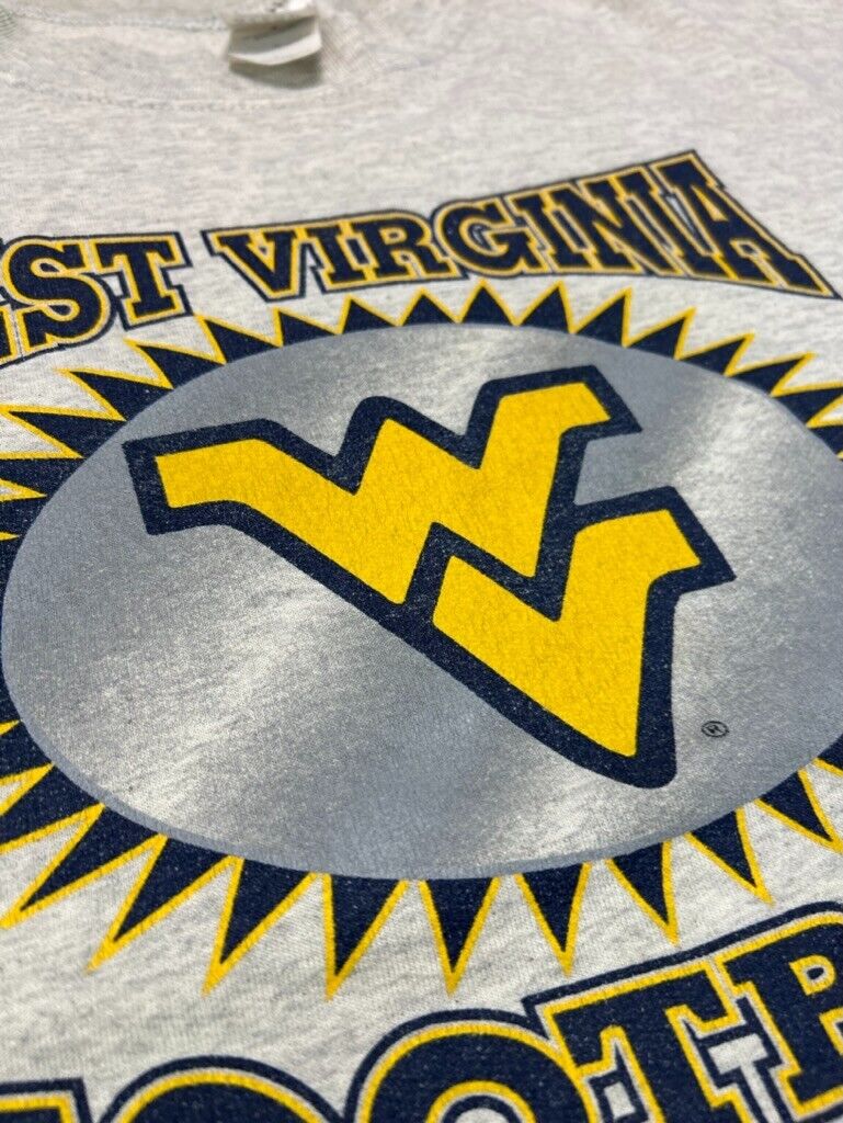 Vintage West Virginia Mountaineers NCAA Football Graphic Sweatshirt Size Large