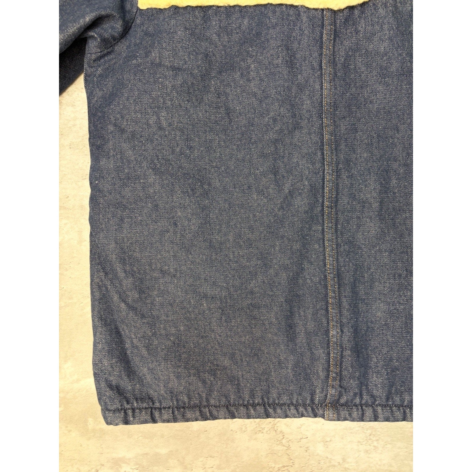 Vintage 1960s Sears Roebucks Dark Wash Denim Sherpa Collar Jacket Size Large