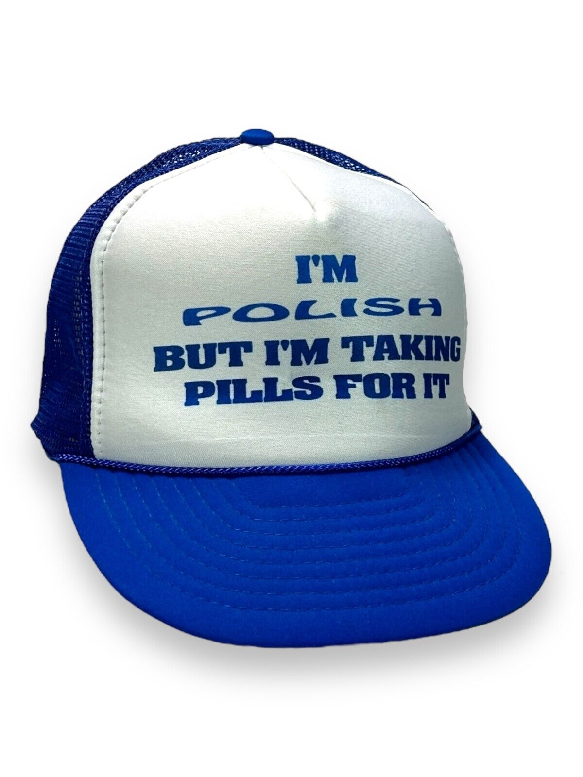 Vintage 80s/90s Im Polish Comedy Slogan Graphic Trucker Snapback Hat OSFA