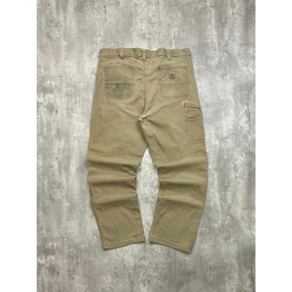 Carhartt Relaxed Fit Canvas Workwear Beige Carpenter Pants Size 37