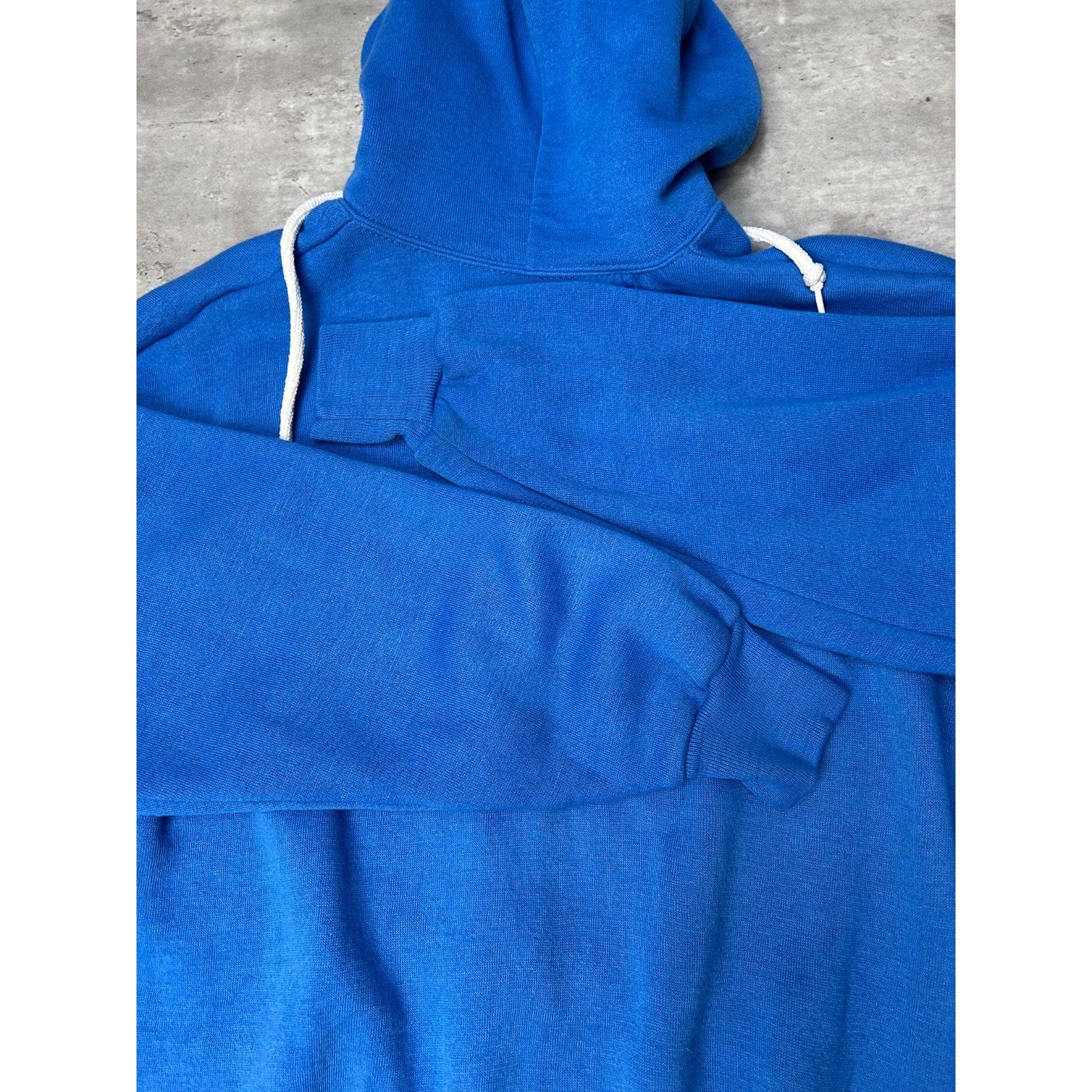 Vintage 80s Full Zip Hooded Blank Blue Sweatshirt Size Large