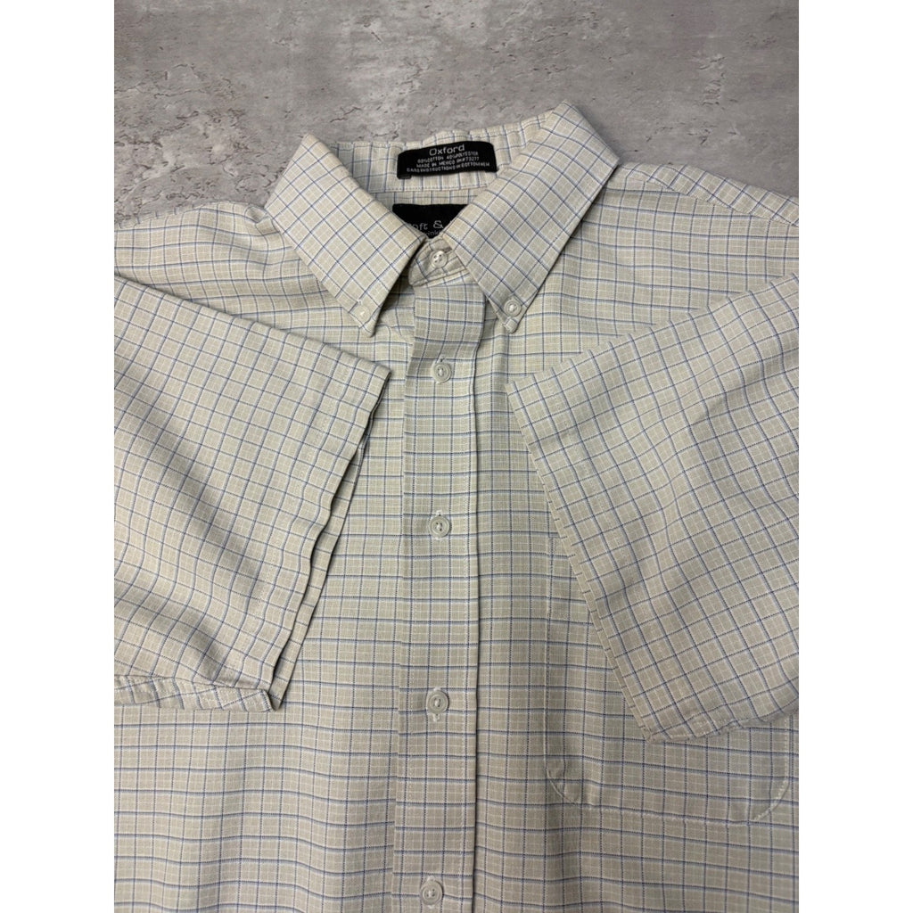 Vintage Croft & Barrow Single Pocket Plaid Cropped Button Up Shirt Size Medium