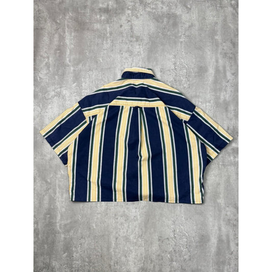 Vintage Chaps Ralph Lauren Striped Reworked Cropped Button Up Shirt Size XL