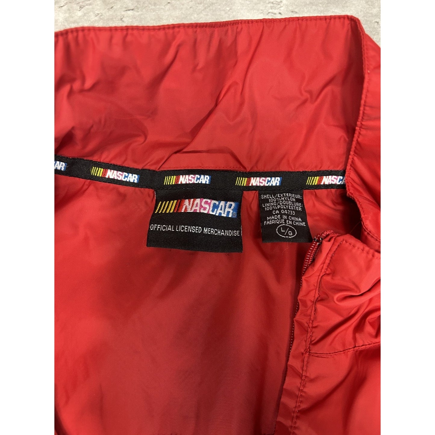 Vintage 90s Nascar Racing Nylon Full Zip Windbreaker Jacket Size Large Red