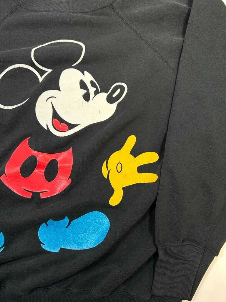 Vintage 80s Disney Mickey Mouse Big Graphic Character Sweatshirt Sz Large Black