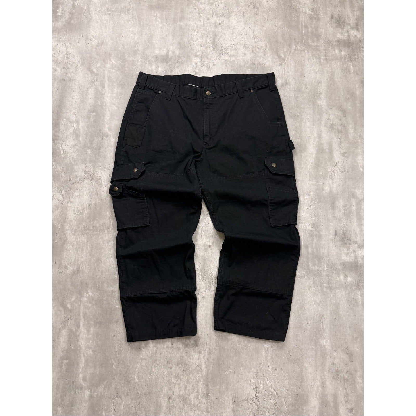 Vintage Carhartt Canvas Workwear Black Double Knee Cargo Pants Size 40