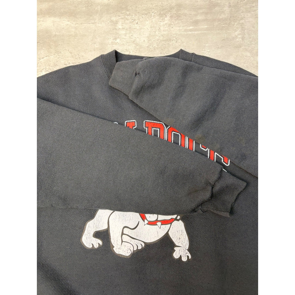 Vintage 90s Bulldogs Arc Spellout Graphic Collegiate Sweatshirt Size Large