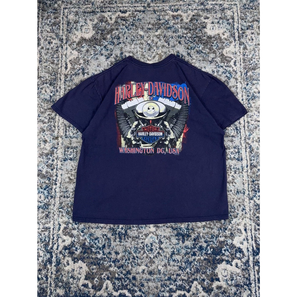 Harley Davidson National Harbor Eagle USA Flag Graphic T-Shirt Size XL